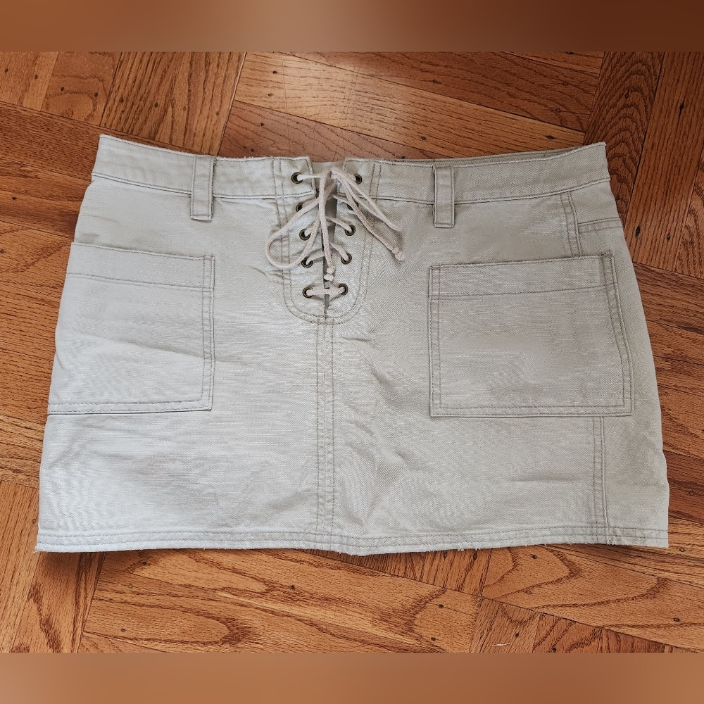American Eagle AE Khaki Lace Up Mini Skirt